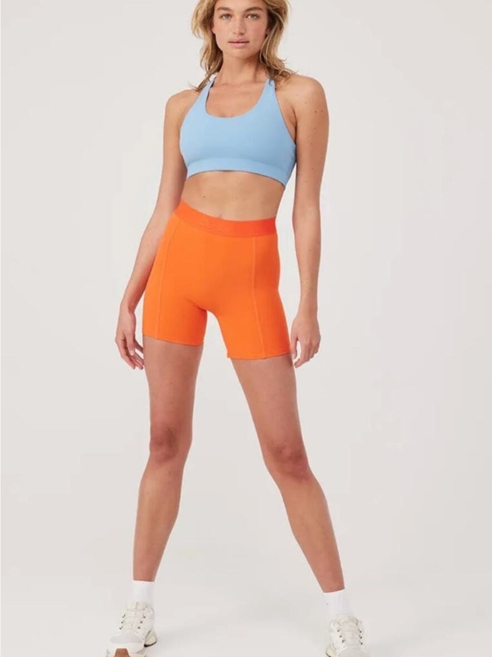NEW! Outdoor Voices SMALL Sundance SuperForm 5” Bright Orange Bike Yoga Shorts